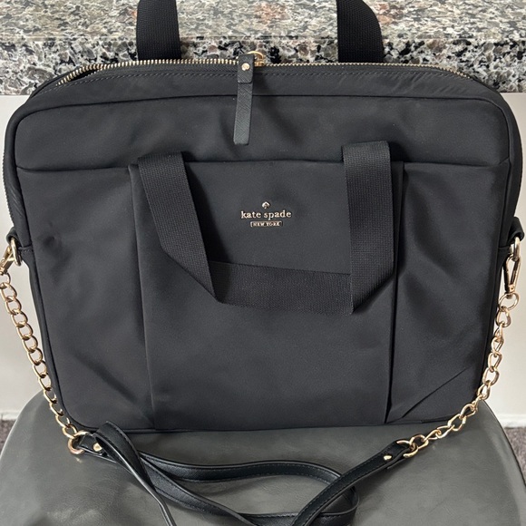 Kate Spade Black Computer/Laptop Bag with leather and Gold Chain - Picture 1 of 5